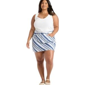 Universal Thread Denim Blue and Cream Striped Skirt Women's Striped Denim Mini